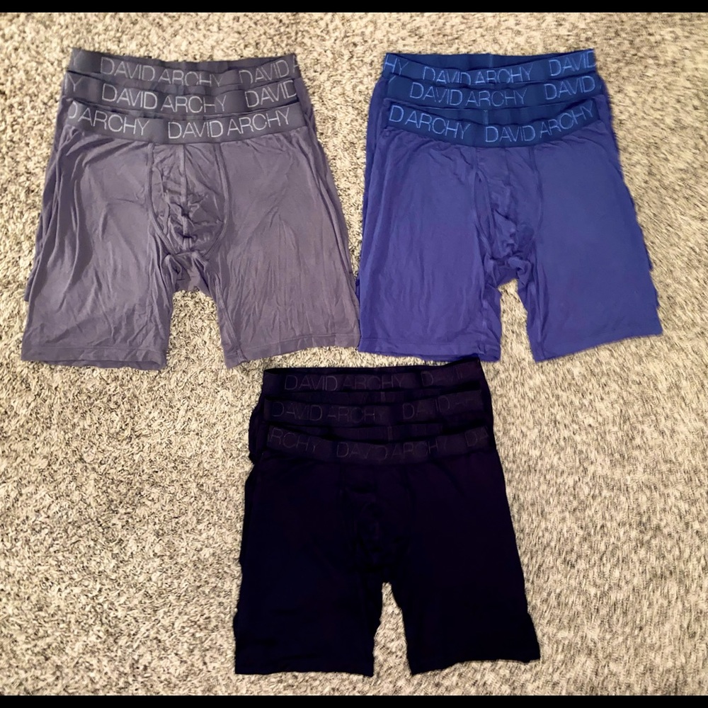 9 Pair David Archy Long Boxer Brief - Mediums